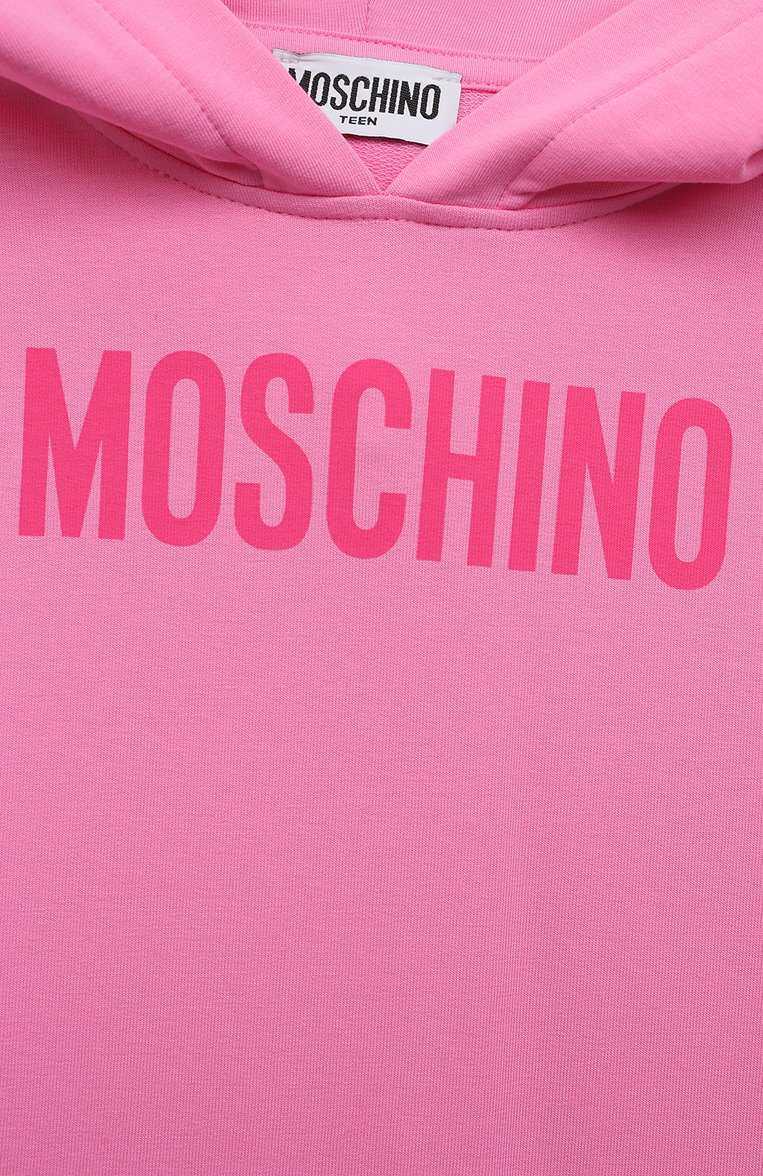 Детское хлопковое платье MOSCHINO розового цвета, арт. HDV0A6/LDA00/10A-14A | Фото 3 (Материал внешний: Хлопок; Случай: Повседневный; Девочки Кросс-КТ: Платье-одежда; Рукава: Короткие; Региональные ограничения белый список (Axapta Mercury): RU; Нос: Не проставлено; Ростовка одежда: 10 - 11 лет | 140 - 146см, 12 лет | 152 см)
