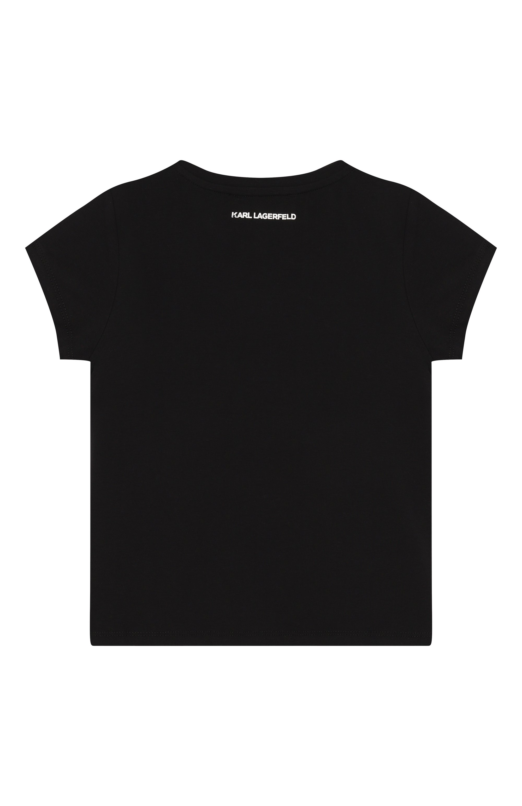 Хлопковая футболка KARL LAGERFELD KIDS черного цвета по цене 13360 руб., арт. Z31158, фото 2 Хлопковая футболка KARL LAGERFELD KIDS, арт. Z31158, фото 2