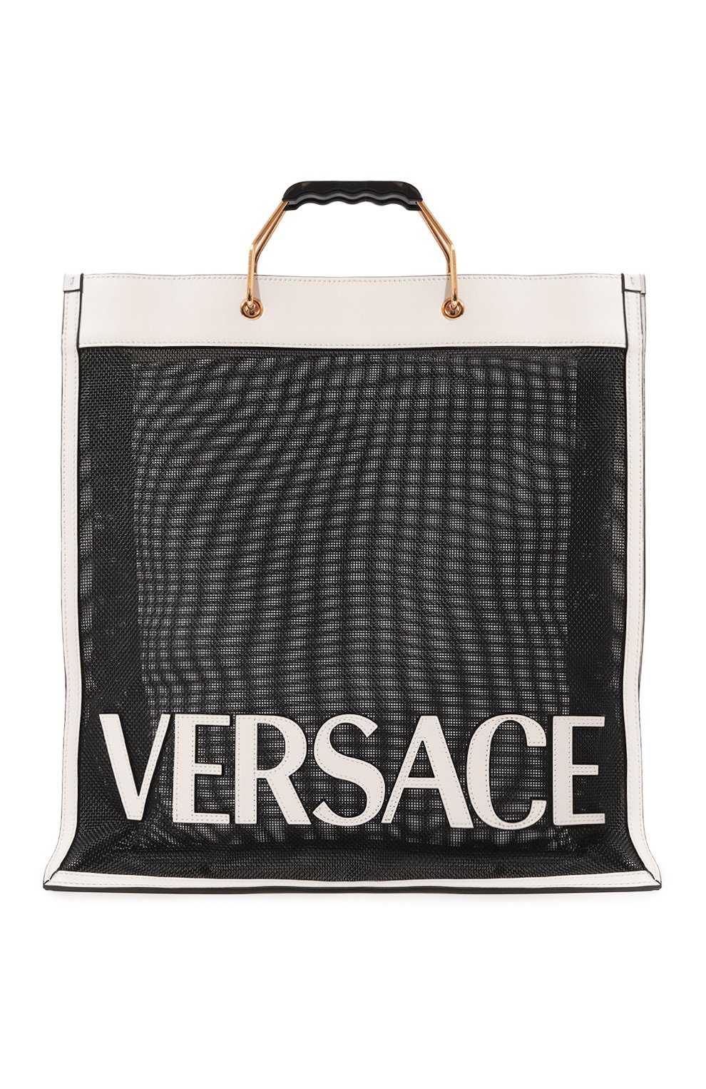 Сумка-тоут VERSACE черно-белого цвета по цене 138000 руб., арт. 10089241A06406, фото 1 Сумка-тоут VERSACE, арт. 10089241A06406, фото 1