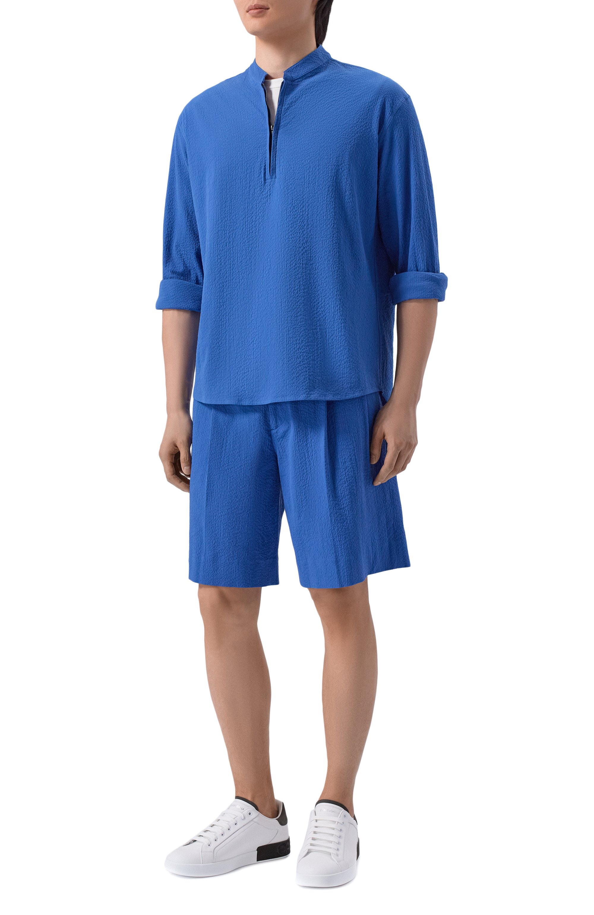 Хлопковые шорты MVST синего цвета по цене 65500 руб., арт. M26.2PM.T018/F133 SEERSUCKER, фото 2 Хлопковые шорты MVST, арт. M26.2PM.T018/F133 SEERSUCKER, фото 2