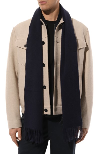 Шарф с отделкой из кожи крокодила ZILLI темно-синего цвета по цене 107000 руб., арт. SWF001M0310VBLE00N002/P0R, фото 3 Шарф с отделкой из кожи крокодила ZILLI, арт. SWF001M0310VBLE00N002/P0R, фото 3