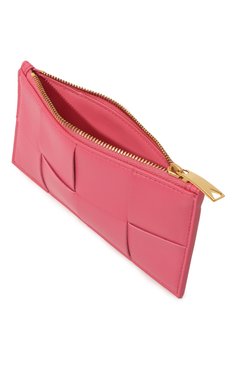 Женский кожаный футляр для кредитных карт BOTTEGA VENETA розового цвета, арт. 708593/VCQC4 | Фото 3 (Материал сплава: Проставлено; Материал: Натуральная кожа; Нос: Не проставлено)