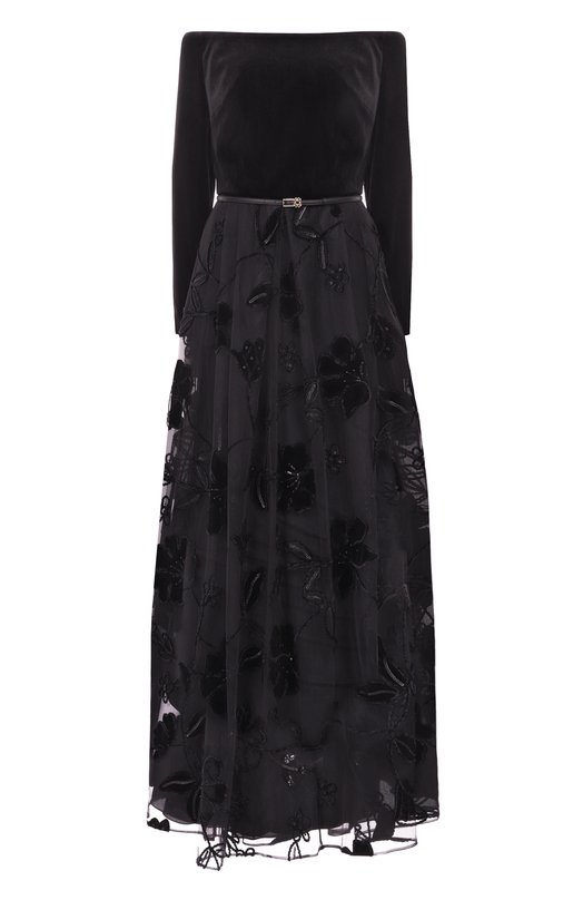 Комбинированное платье Elie Saab D0799NP25/TUV01 Чёрный D0799NP25/TUV01