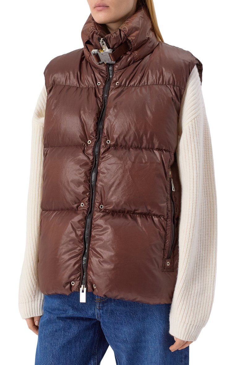 Женский пуховый жилет 6 moncler 1017 alyx 9sm MONCLER GENIUS коричневого цвета, арт. 1A00013/M2308 | Фото 3 (Материал подклада: Синтетический материал; Длина (верхняя одежда): Короткие; Материал внешний: Синтетический материал; Кросс-КТ: Пуховик; Стили: Кэжуэл; Автоматизация состава: Проставлено; Автоматизация ТО: Проставлено)