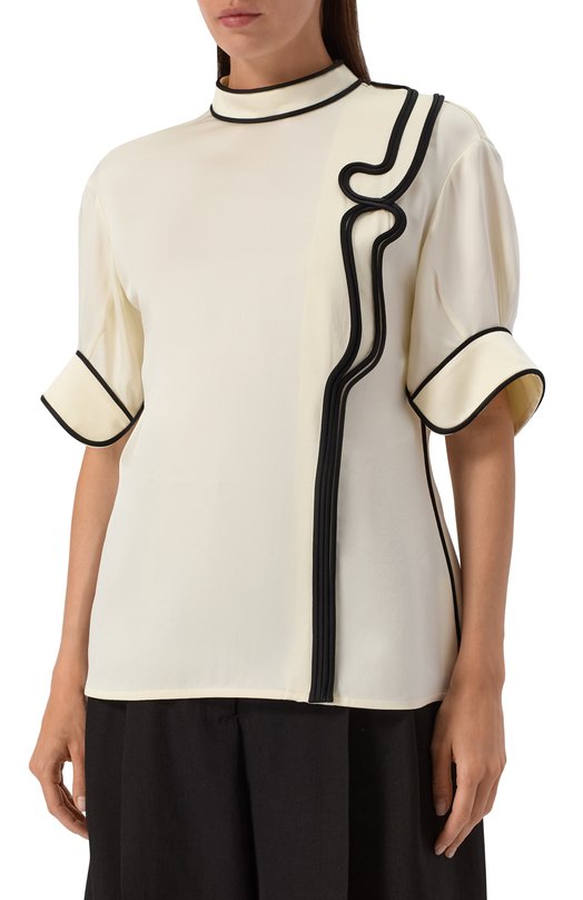 Атласная блузка Jil Sander J03DL0182-J76018 Кремовый  J03DL0182-J76018 Фото 3