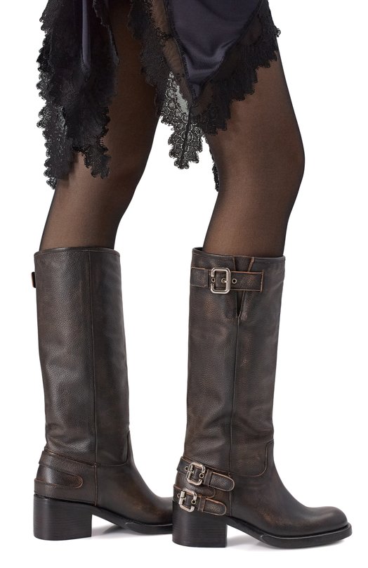 Кожаные сапоги Dakota Chloé CHC25A12ESY Коричневый  CHC25A12ESY Фото 2