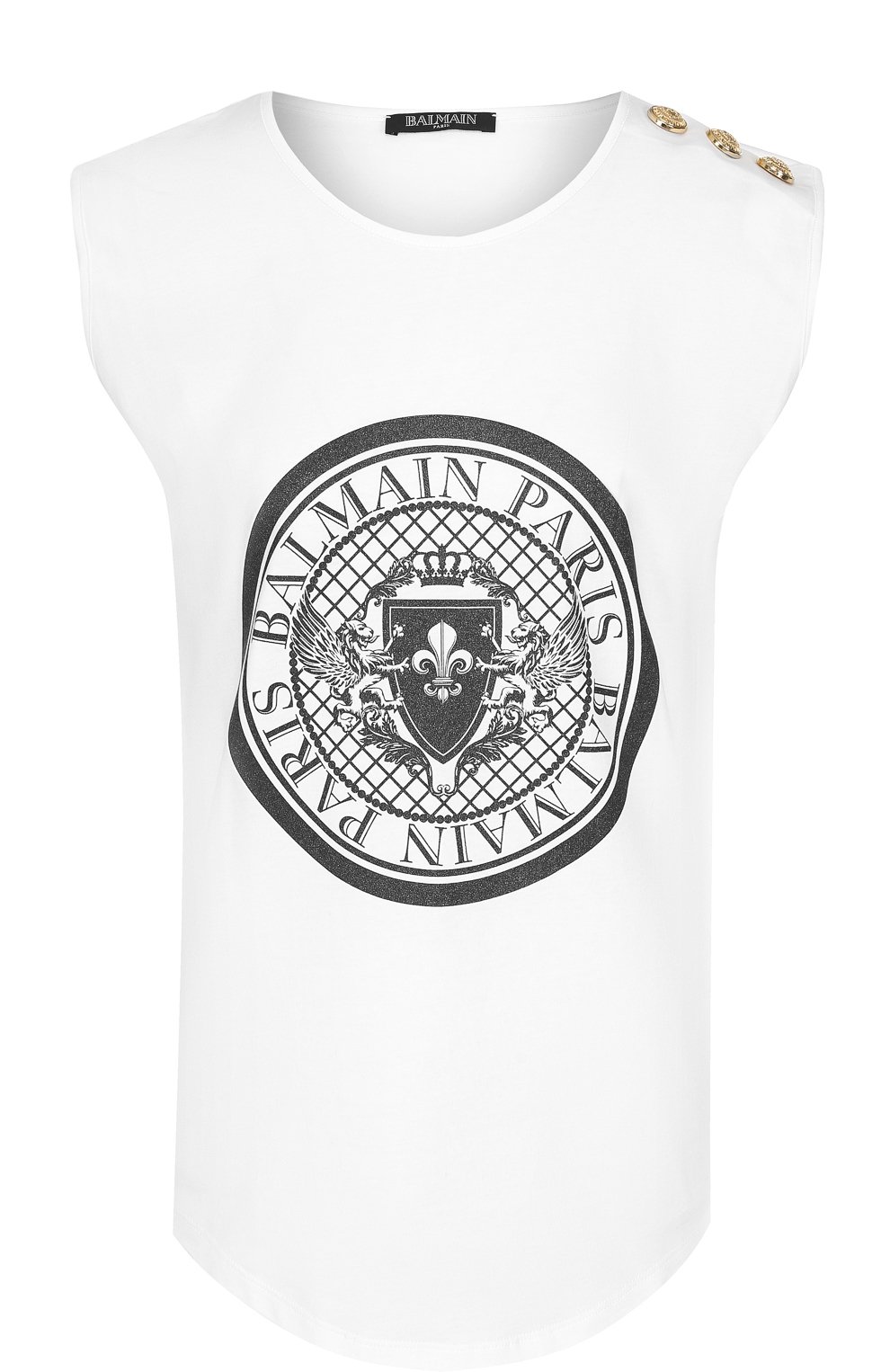 Хлопковый топ с логотипом бренда и контрастными пуговицами BALMAIN, арт. 148105/I001, фото 1