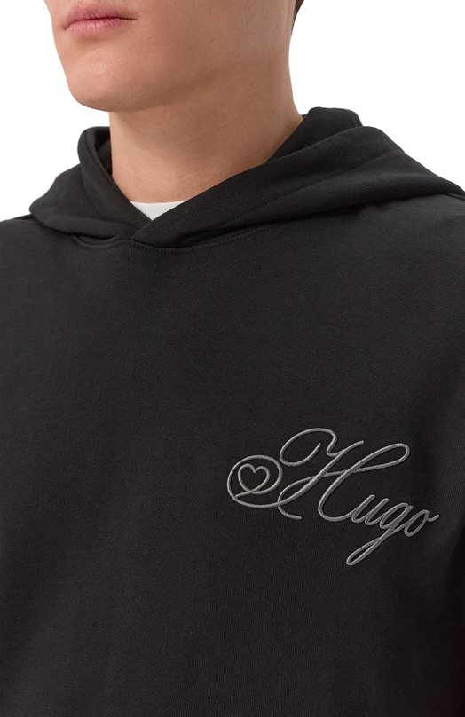 Хлопковое худи HUGO 50557085 Чёрный  50557085 Фото 5