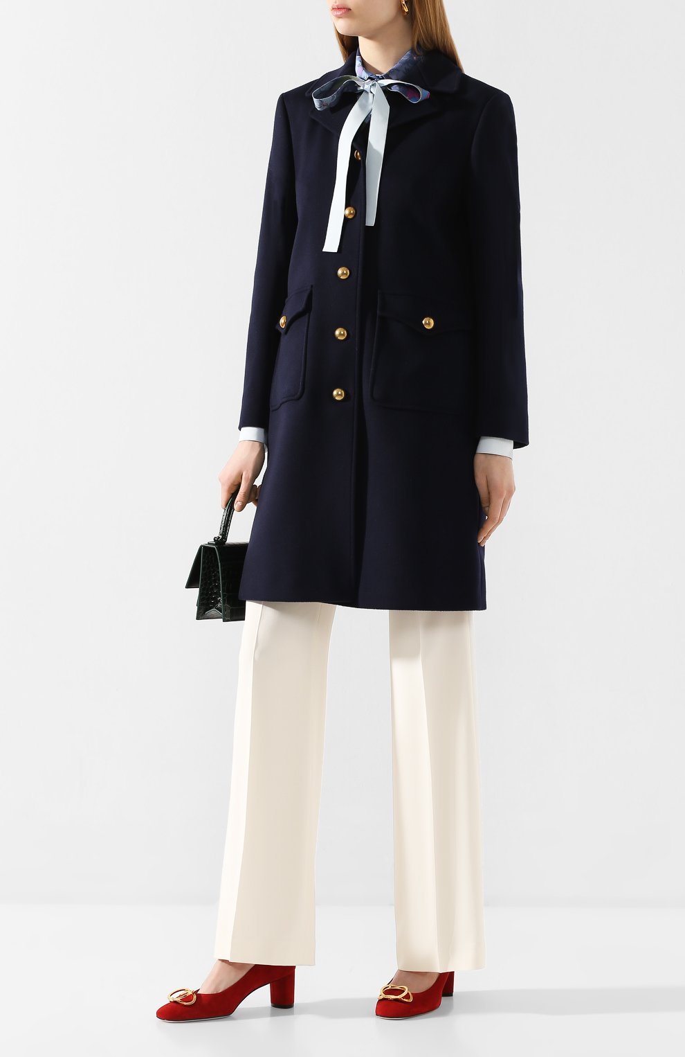 Шерстяное пальто GUCCI темно-синего цвета по цене 285120 руб., арт. 494500/ZHW03, фото 2 Шерстяное пальто GUCCI, арт. 494500/ZHW03, фото 2
