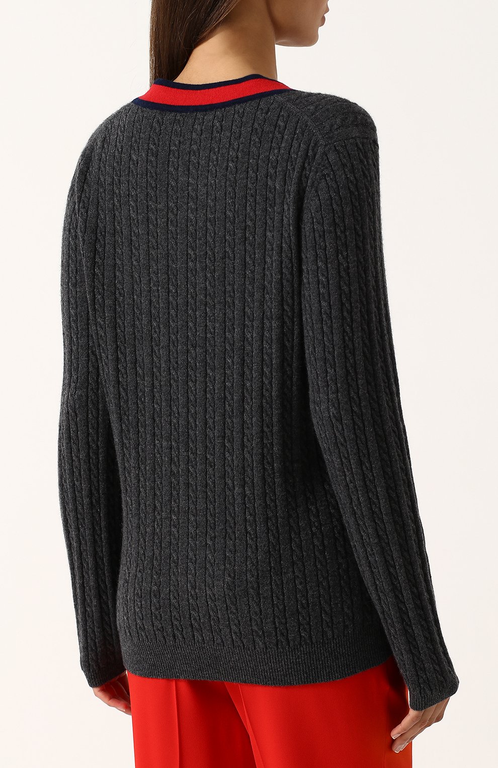 Кашемировый пуловер фактурной вязки с v-образным вырезом FTC, арт. 708-1110, фото 4