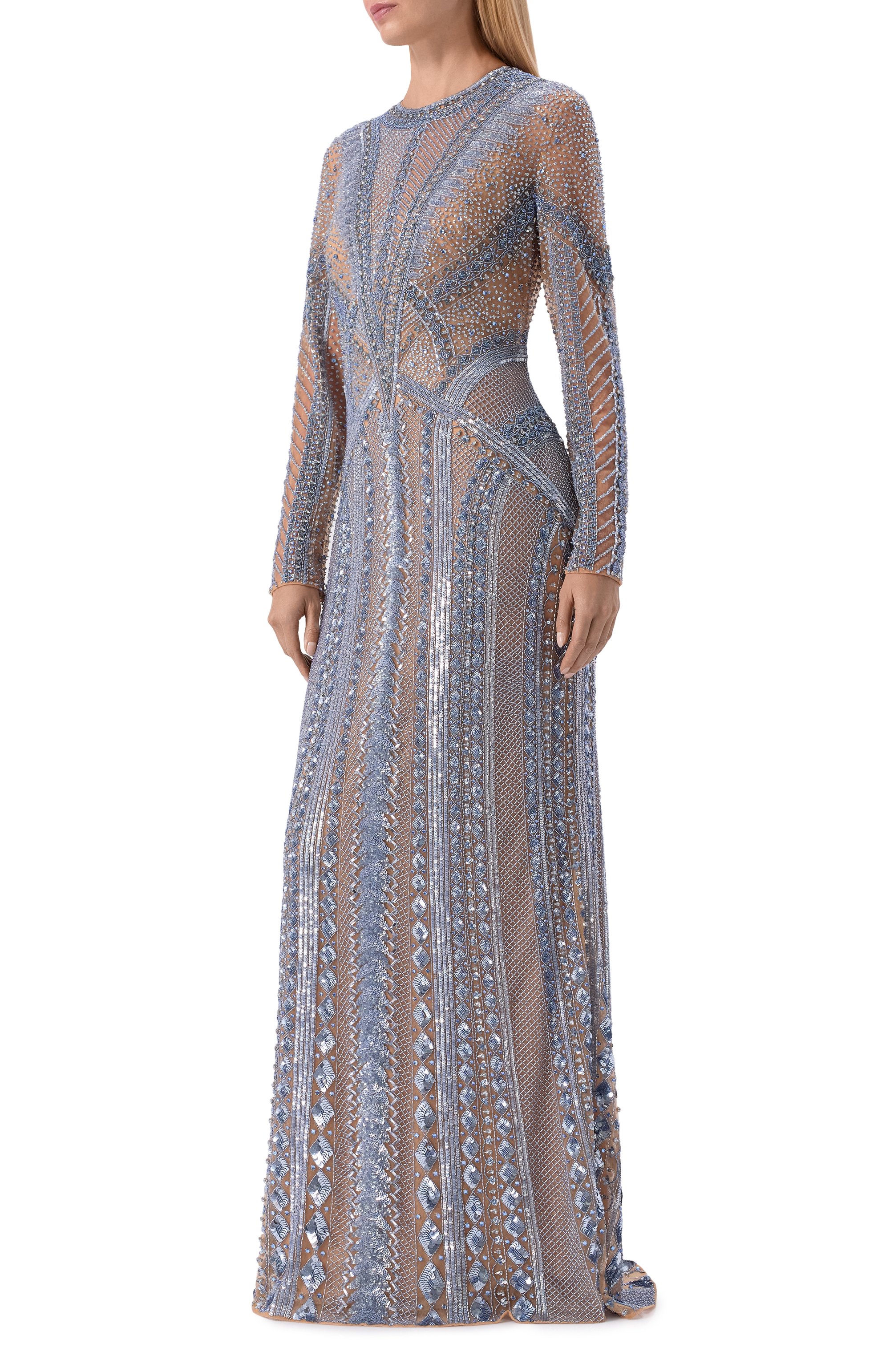 Платье с отделкой стразами и бисером ELIE SAAB, арт. D1066NR26/BE067, фото 2