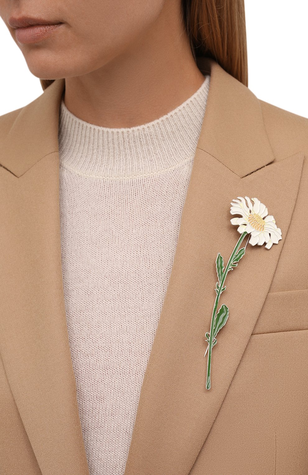 Брошь ромашка РУССКИЕ САМОЦВЕТЫ зеленого цвета по цене 22200 руб., арт. 41466, фото 2 Брошь ромашка РУССКИЕ САМОЦВЕТЫ, арт. 41466, фото 2