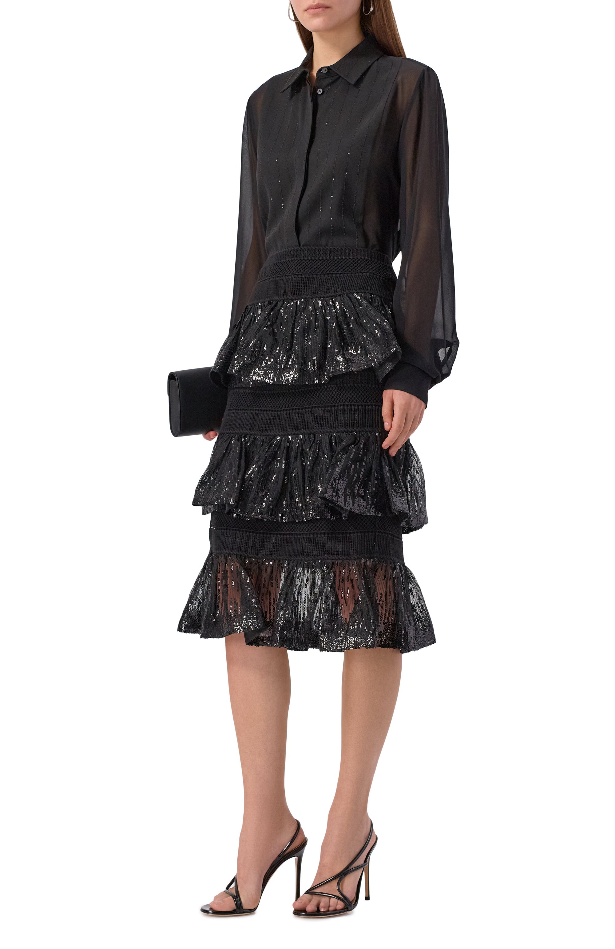 Юбка с отделкой пайетками ELIE SAAB, арт. SK217NF25PAM01, фото 2