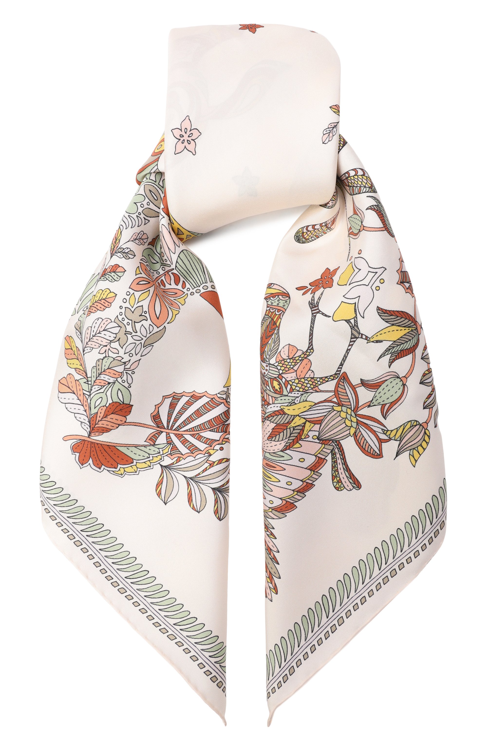 Шелковый платок LONGCHAMP кремового цвета по цене 42550 руб., арт. 50647GS0/GS0, фото 1 Шелковый платок LONGCHAMP, арт. 50647GS0/GS0, фото 1