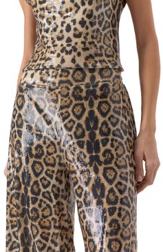 Женские брюки с отделкой пайетками IN THE MOOD FOR LOVE леопардового цвета, арт. RS2500400003 | Фото 5 (Драгоценные камни: Проставлено; Длина (брюки, джинсы): Стандартные; Материал сплава: Проставлено; Кросс-КТ: костюм; Силуэт Ж (брюки и джинсы): Широкие; Женское Кросс-КТ: Брюки-одежда; Стили: Гламурный; Материал внешний: Синтетический материал)