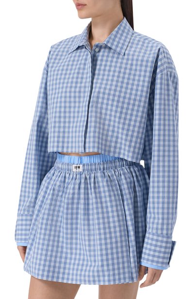 Хлопковая рубашка MSGM голубого цвета по цене 39050 руб., арт. 4041MDE12Y/267108, фото 3 Хлопковая рубашка MSGM, арт. 4041MDE12Y/267108, фото 3