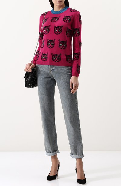 Джинсы прямого кроя с потертостями и завышенной талией GUCCI, арт. 502802/XRA16, фото 2