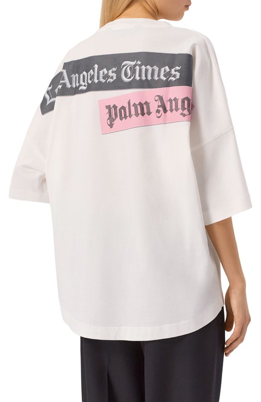 Хлопковая футболка Palm Angels PMAA10BF25JER002 Белый  PMAA10BF25JER002 Фото 4