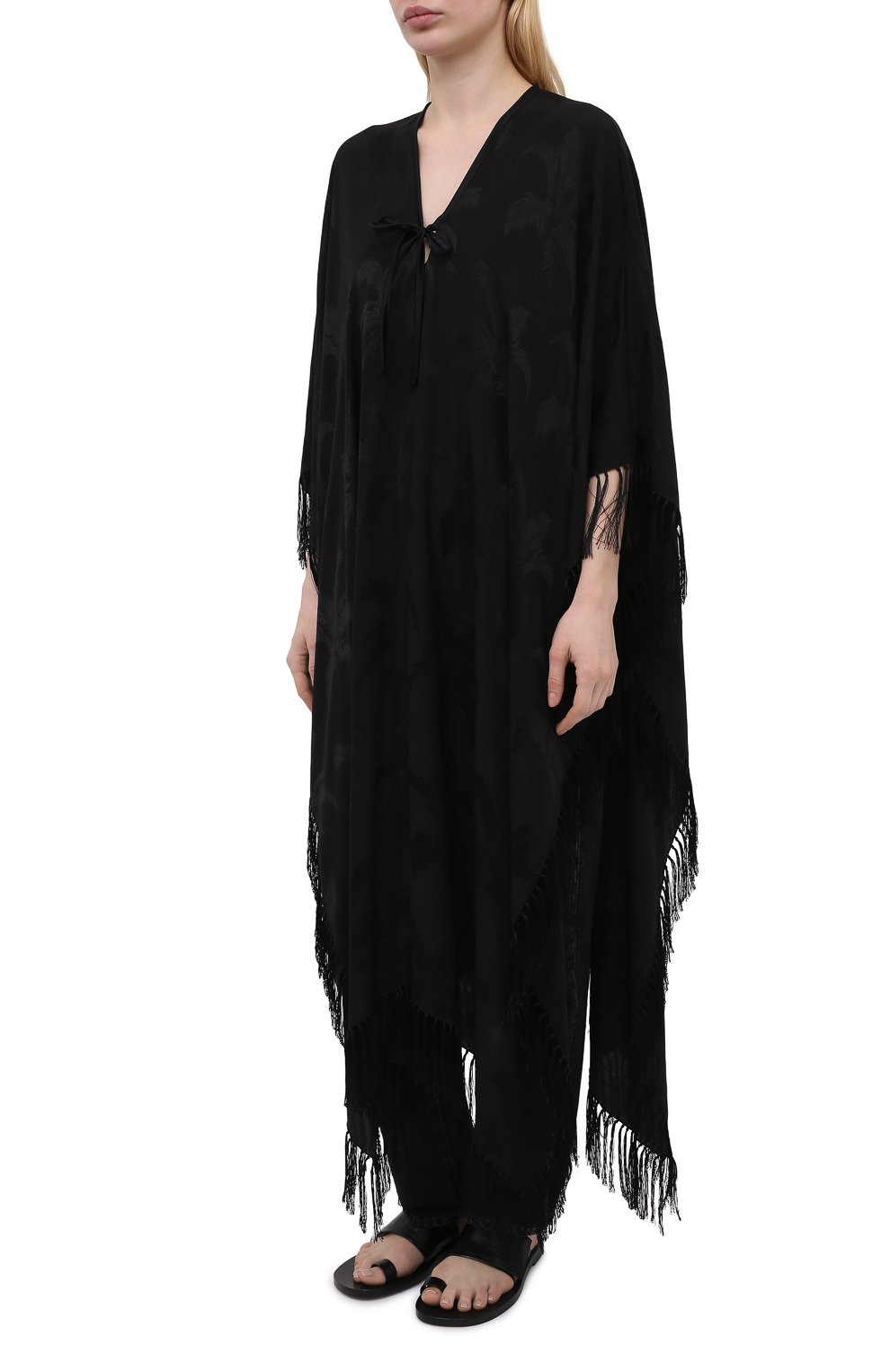 Шелковая накидка SAINT LAURENT черного цвета по цене 196000 руб., арт. 645803/3Y009, фото 3 Шелковая накидка SAINT LAURENT, арт. 645803/3Y009, фото 3