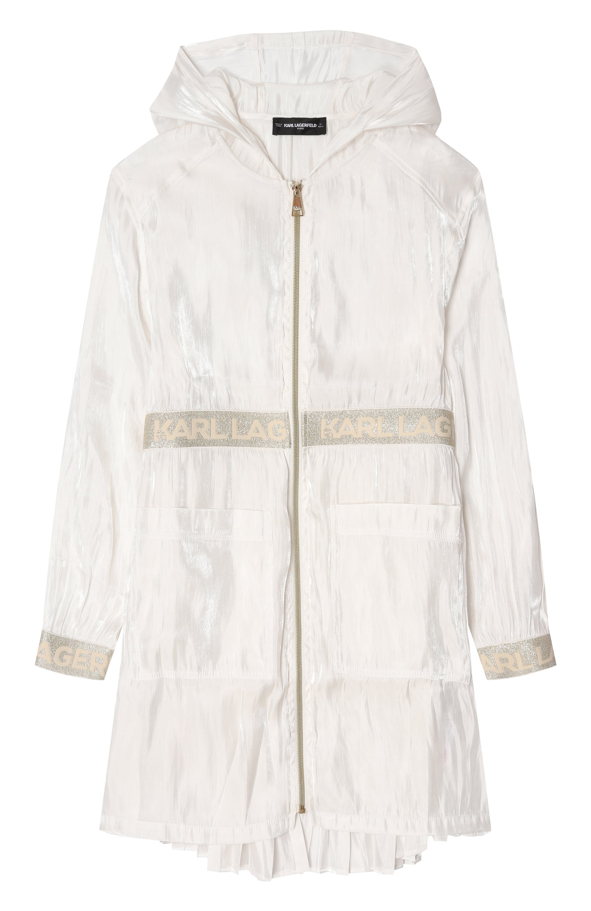 Плащ KARL LAGERFELD KIDS молочного цвета по цене 23800 руб., арт. Z30490, фото 1 Плащ KARL LAGERFELD KIDS, арт. Z30490, фото 1