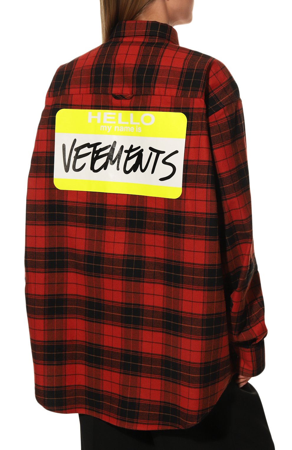 Хлопковая рубашка VETEMENTS красного цвета по цене 108500 руб., арт. UA53SH700R 1008/W, фото 4 Хлопковая рубашка VETEMENTS, арт. UA53SH700R 1008/W, фото 4
