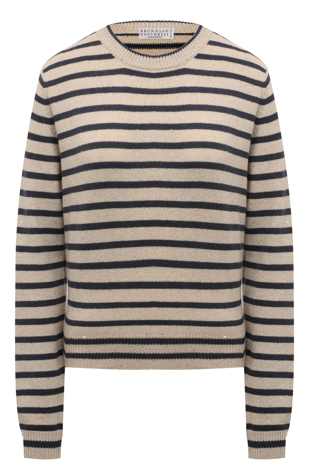 Пуловер из шерсти и кашемира BRUNELLO CUCINELLI светло-бежевого цвета по цене 144500 руб., арт. MBM758010P, фото 1 Пуловер из шерсти и кашемира BRUNELLO CUCINELLI, арт. MBM758010P, фото 1