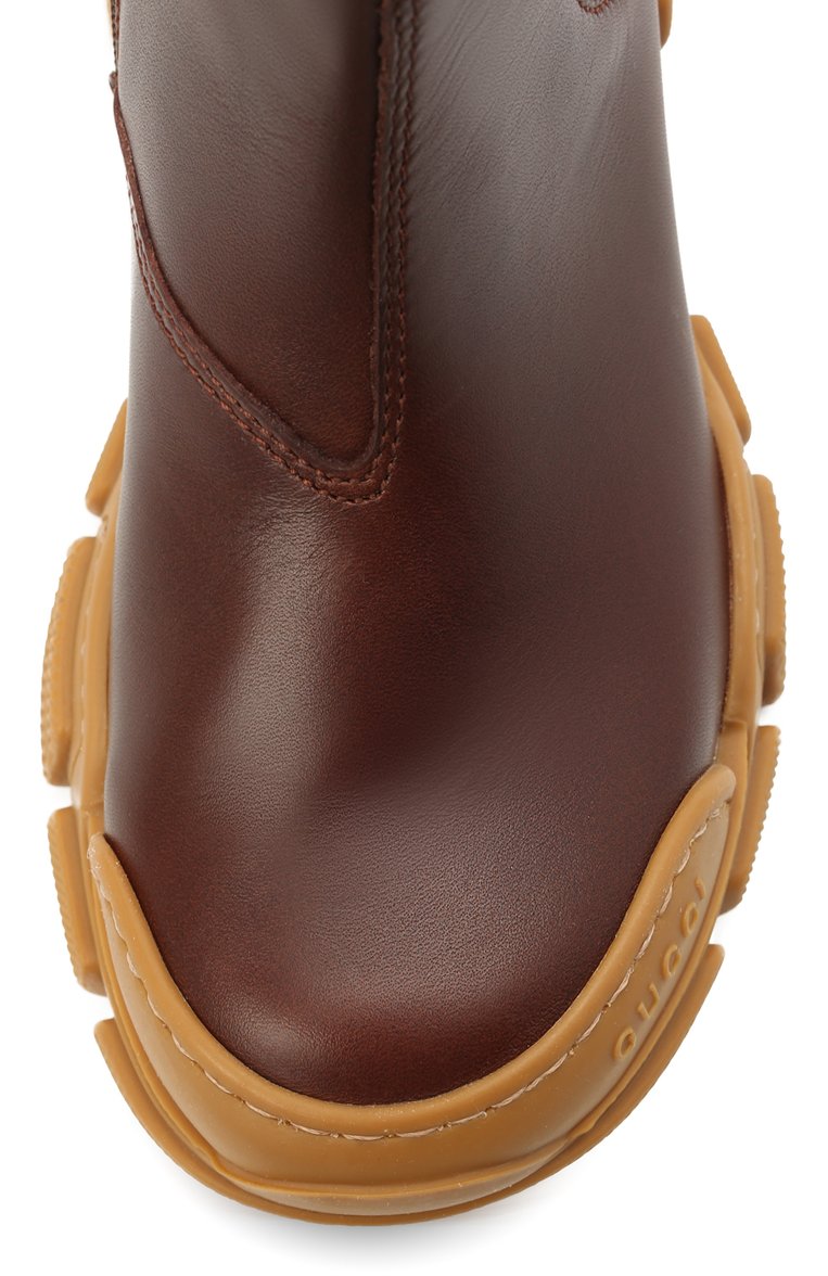 Мужского кожаные ботинки GUCCI коричневого цвета, арт. 629739/DTN50 | Фото 4 (Региональные ограничения белый список (Axapta Mercury): Не проставлено; Материал сплава: Проставлено; Нос: Не проставлено)