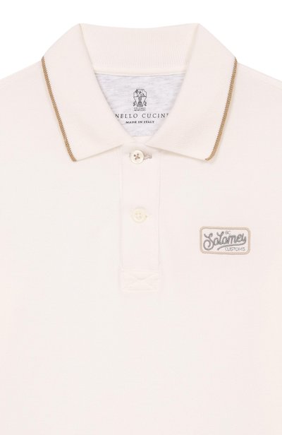 Хлопковое поло BRUNELLO CUCINELLI кремового цвета по цене 48350 руб., арт. BE854T329C, фото 3 Хлопковое поло BRUNELLO CUCINELLI, арт. BE854T329C, фото 3
