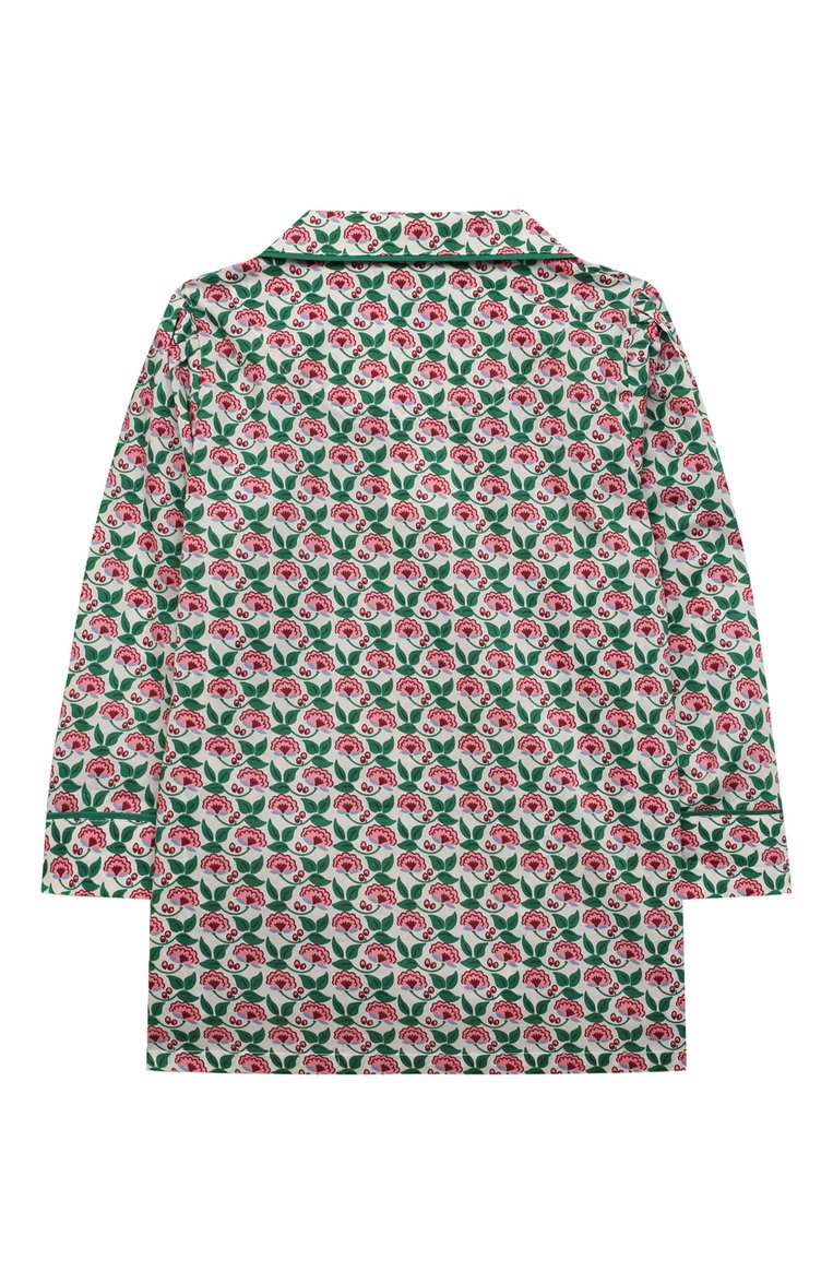 Детская хлопковая пижама LITTLE YOLKE зеленого цвета, арт. AW21-12C-SP-GR | Фото 3 (Рукава: Длинные; Материал внешний: Хлопок; Девочки Кросс-КТ: Пижама; Региональные ограничения белый список (Axapta Mercury): Не проставлено; Ростовка одежда: 10 - 11 лет | 140 - 146см, 3 года | 98 см, 5 лет | 110 см, 7 лет | 122 см, 9 лет | 134 см)