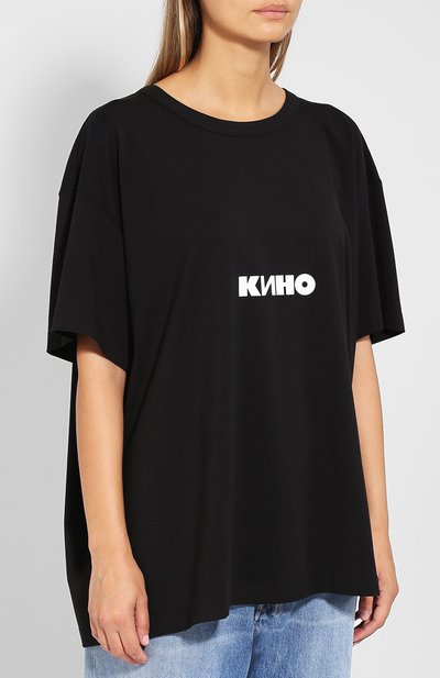 Хлопковая футболка с круглым вырезом и принтом VIKA GAZINSKAYA, арт. SS18-1246, фото 5