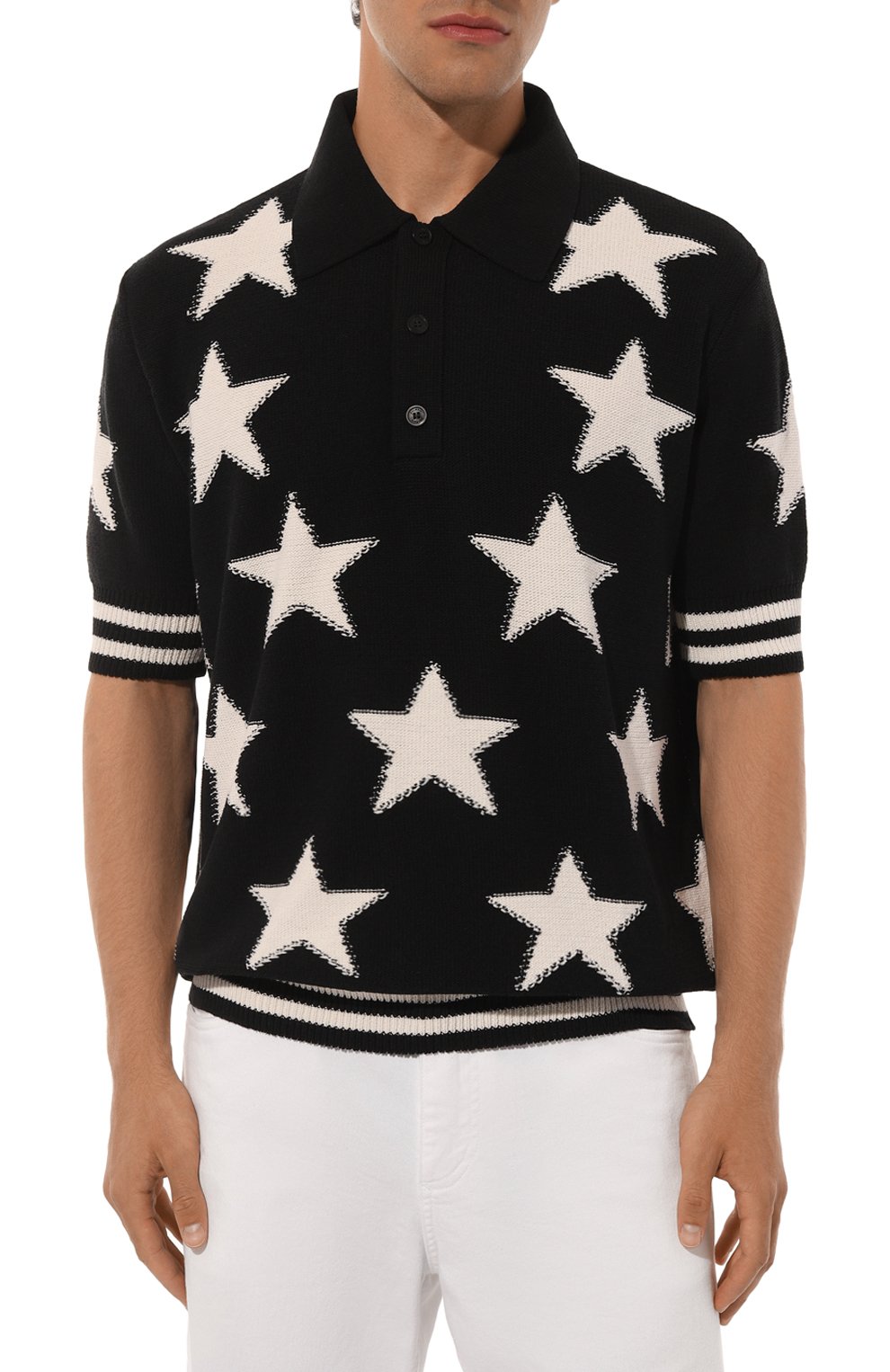 Поло BALMAIN черно-белого цвета по цене 132000 руб., арт. CH1GB045/KF92, фото 3 Поло BALMAIN, арт. CH1GB045/KF92, фото 3