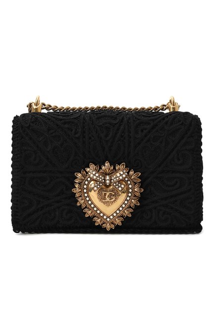 Женская сумка devotion medium DOLCE & GABBANA черного цвета, арт. BB7158/AW717 | Фото 1 (Материал: Текстиль; Материал сплава: Проставлено; Драгоценные камни: Проставлено; Размер: medium; Ремень/цепочка: На ремешке)