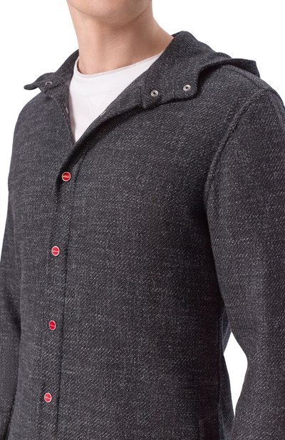 Куртка-рубашка из шерсти и шелка KITON темно-серого цвета по цене 118500 руб., арт. UMCPETEK0170E02, фото 5 Куртка-рубашка из шерсти и шелка KITON, арт. UMCPETEK0170E02, фото 5