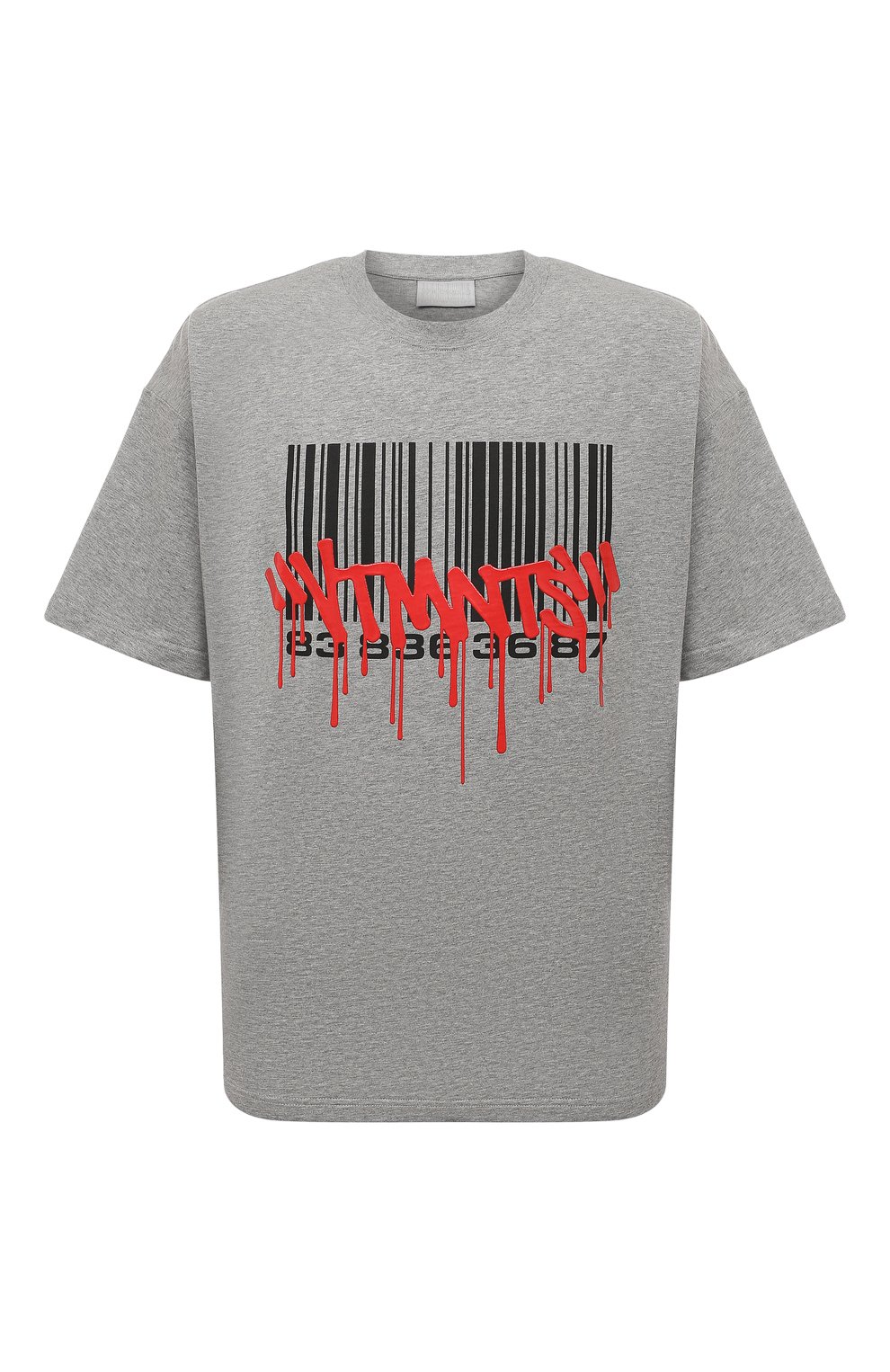 Хлопковая футболка VTMNTS серого цвета по цене 38700 руб., арт. VL18TR400G, фото 1 Хлопковая футболка VTMNTS, арт. VL18TR400G, фото 1