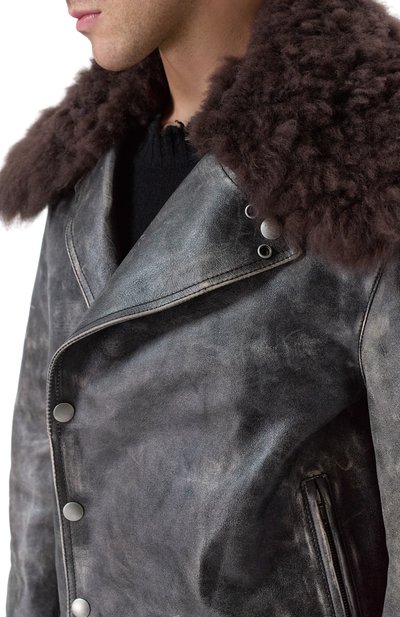 Кожаная куртка с воротником из овчины ANN DEMEULEMEESTER, арт. B0013398/LT169, фото 5