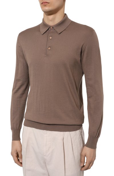 Хлопковое поло KITON коричневого цвета по цене 114000 руб., арт. UMKXX35K3, фото 3 Хлопковое поло KITON, арт. UMKXX35K3, фото 3