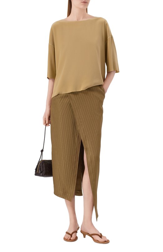 Юбка изо льна и вискозы Petar Petrov S26TR2 Хаки  S26TR2 Фото 2