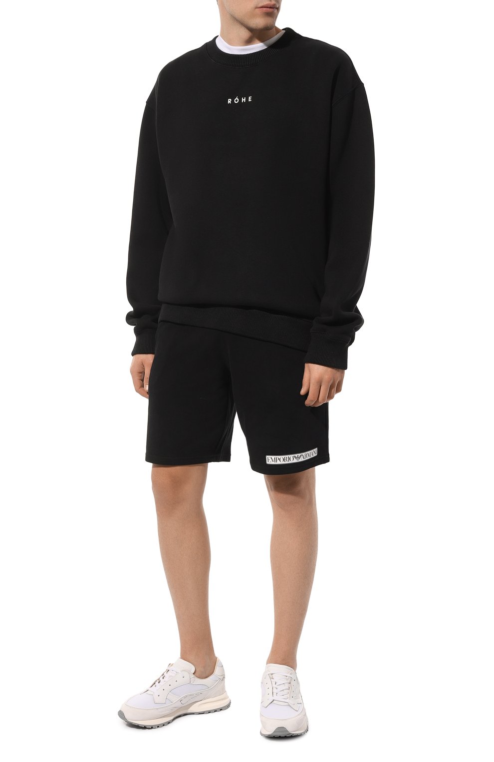 Хлопковые шорты EMPORIO ARMANI черного цвета по цене 11850 руб., арт. 111004/3F573, фото 2 Хлопковые шорты EMPORIO ARMANI, арт. 111004/3F573, фото 2