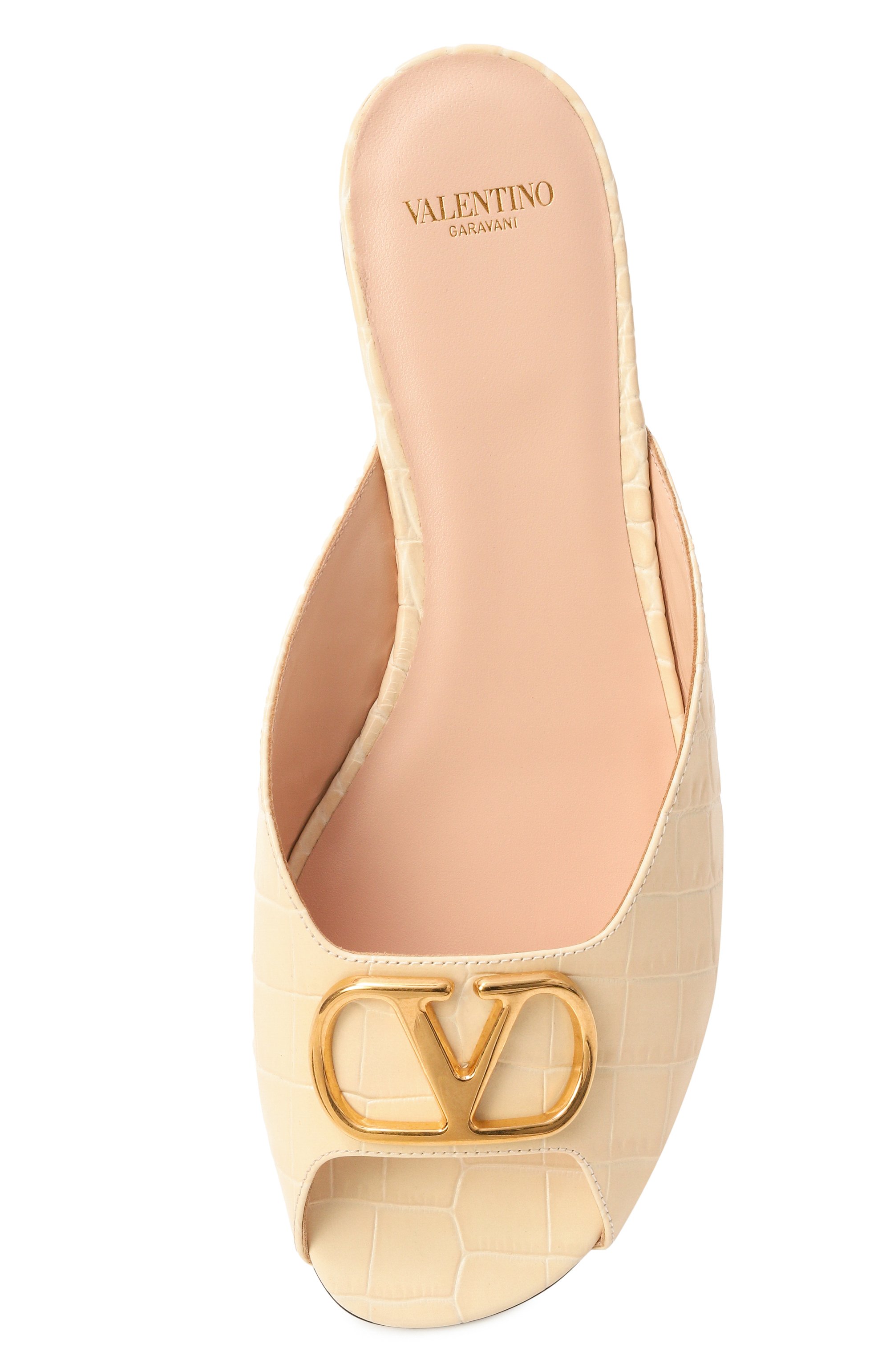 Кожаные шлепанцы vlogo signature VALENTINO кремового цвета по цене 89950 руб., арт. 8W0S0PI7/LUR, фото 6 Кожаные шлепанцы vlogo signature VALENTINO, арт. 8W0S0PI7/LUR, фото 6
