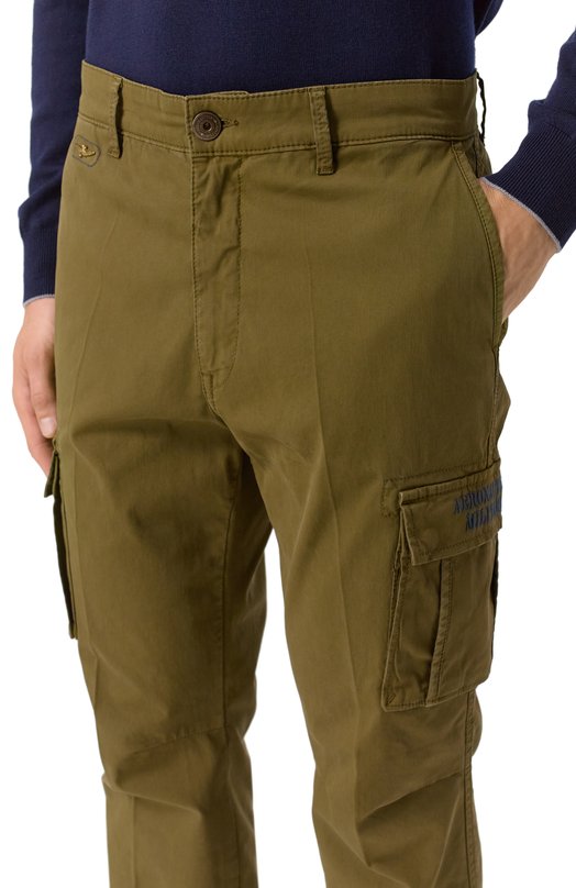 Хлопковые брюки-карго Aeronautica Militare PA1329UCT02443 Хаки  PA1329UCT02443 Фото 5