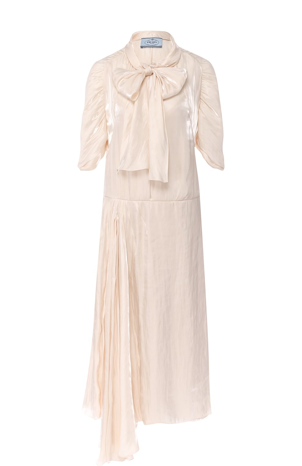 Однотонное платье-миди с воротником аскот PRADA, арт. P36S3-1RZO-F0K74, фото 1