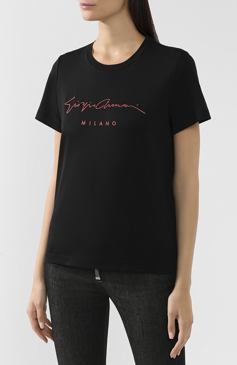 Хлопковая футболка GIORGIO ARMANI черного цвета по цене 34950 руб., арт. 6GAM90/AJRQZ, фото 3 Хлопковая футболка GIORGIO ARMANI, арт. 6GAM90/AJRQZ, фото 3