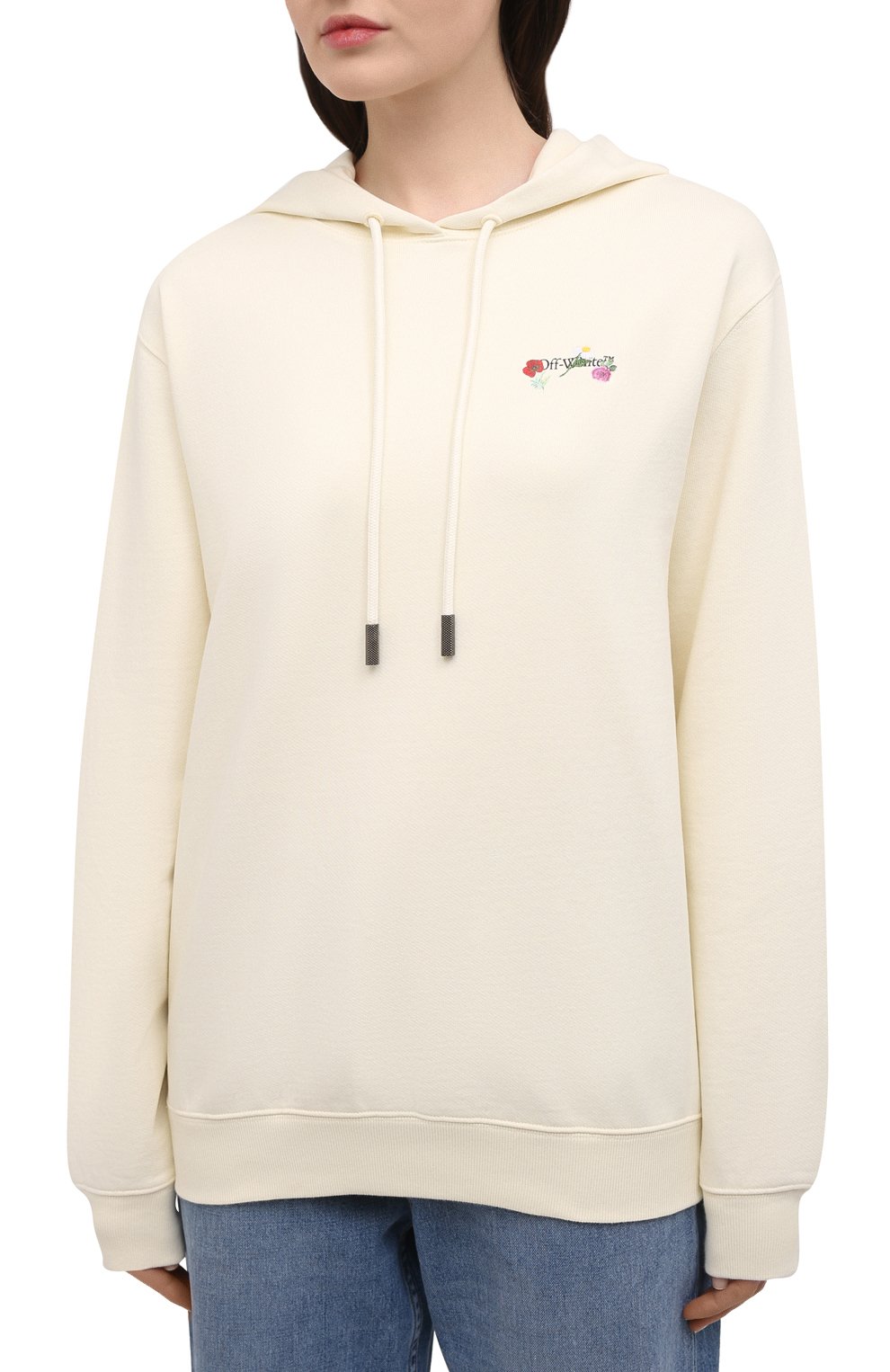 Хлопковое худи OFF-WHITE бежевого цвета по цене 67100 руб., арт. 0WBB035R21JER003, фото 3 Хлопковое худи OFF-WHITE, арт. 0WBB035R21JER003, фото 3