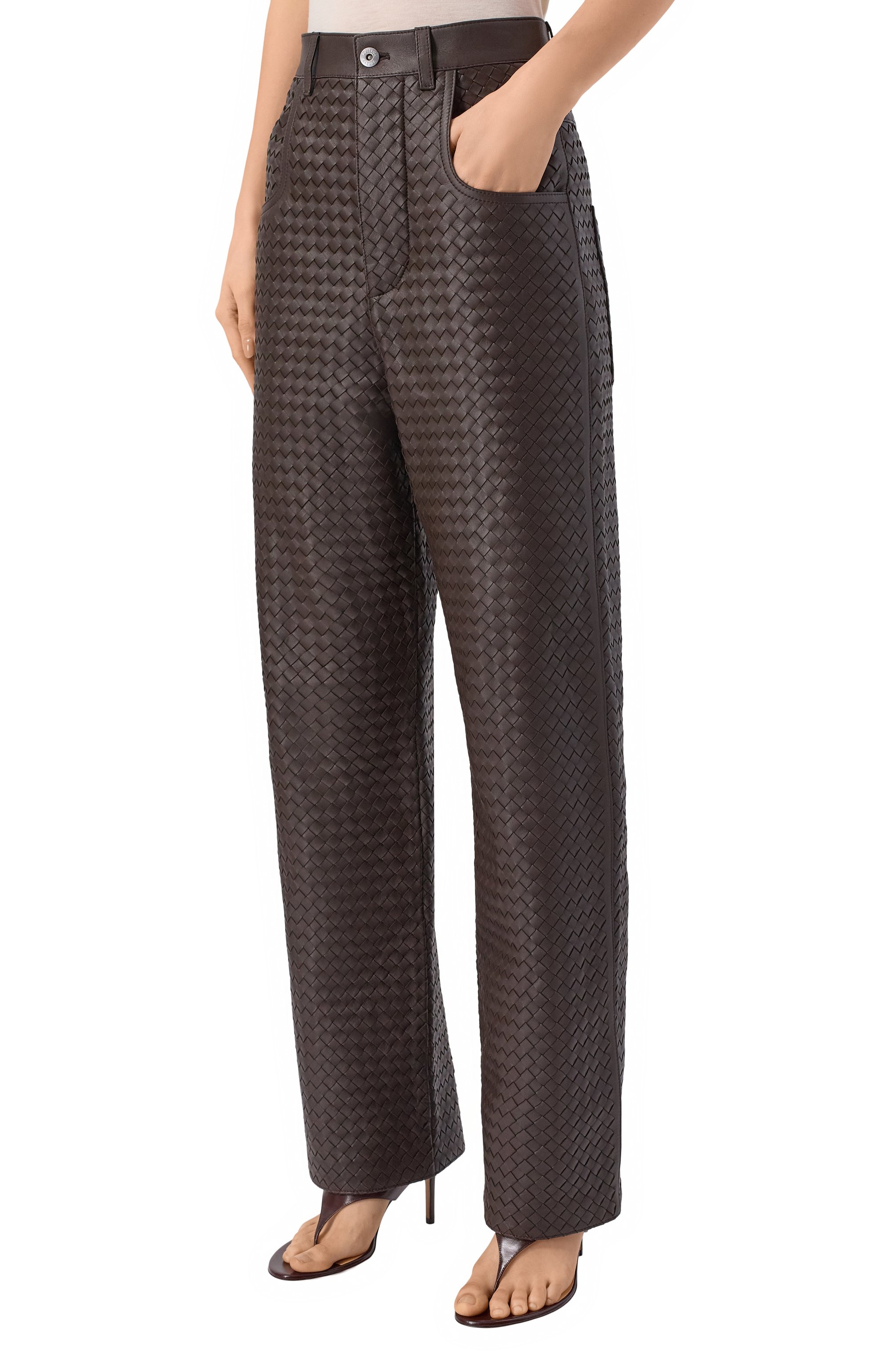 Кожаные брюки BOTTEGA VENETA, арт. 854664/V6AR0, фото 3