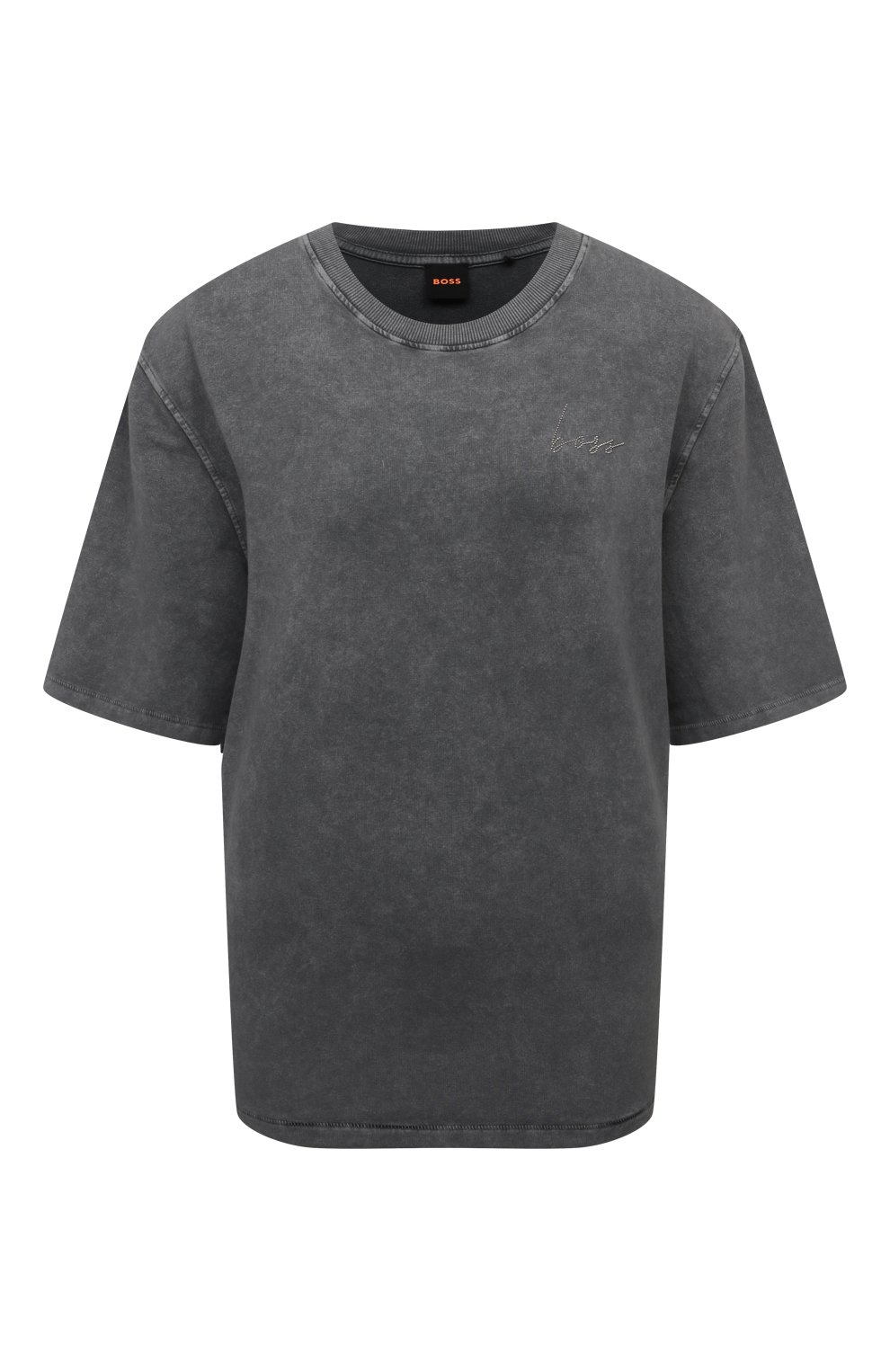 Хлопковая футболка BOSS ORANGE серого цвета по цене 11650 руб., арт. 50528555, фото 1 Хлопковая футболка BOSS ORANGE, арт. 50528555, фото 1
