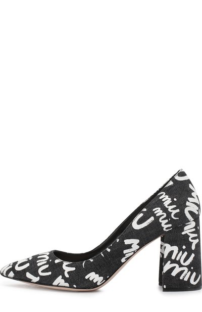 Текстильные туфли с принтом на устойчивом каблуке MIU MIU, арт. 5I124B/3K8B, фото 3