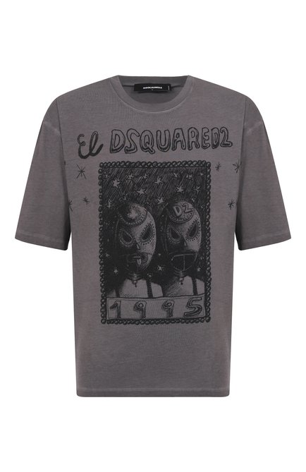 Мужская хлопковая футболка DSQUARED2 темно-серого цвета, арт. S71GD1555/D20035 | Фото 1 (Рукава: Короткие; Материал сплава: Проставлено; Материал внешний: Хлопок; Драгоценные камни: Проставлено; Длина (для топов): Стандартные)