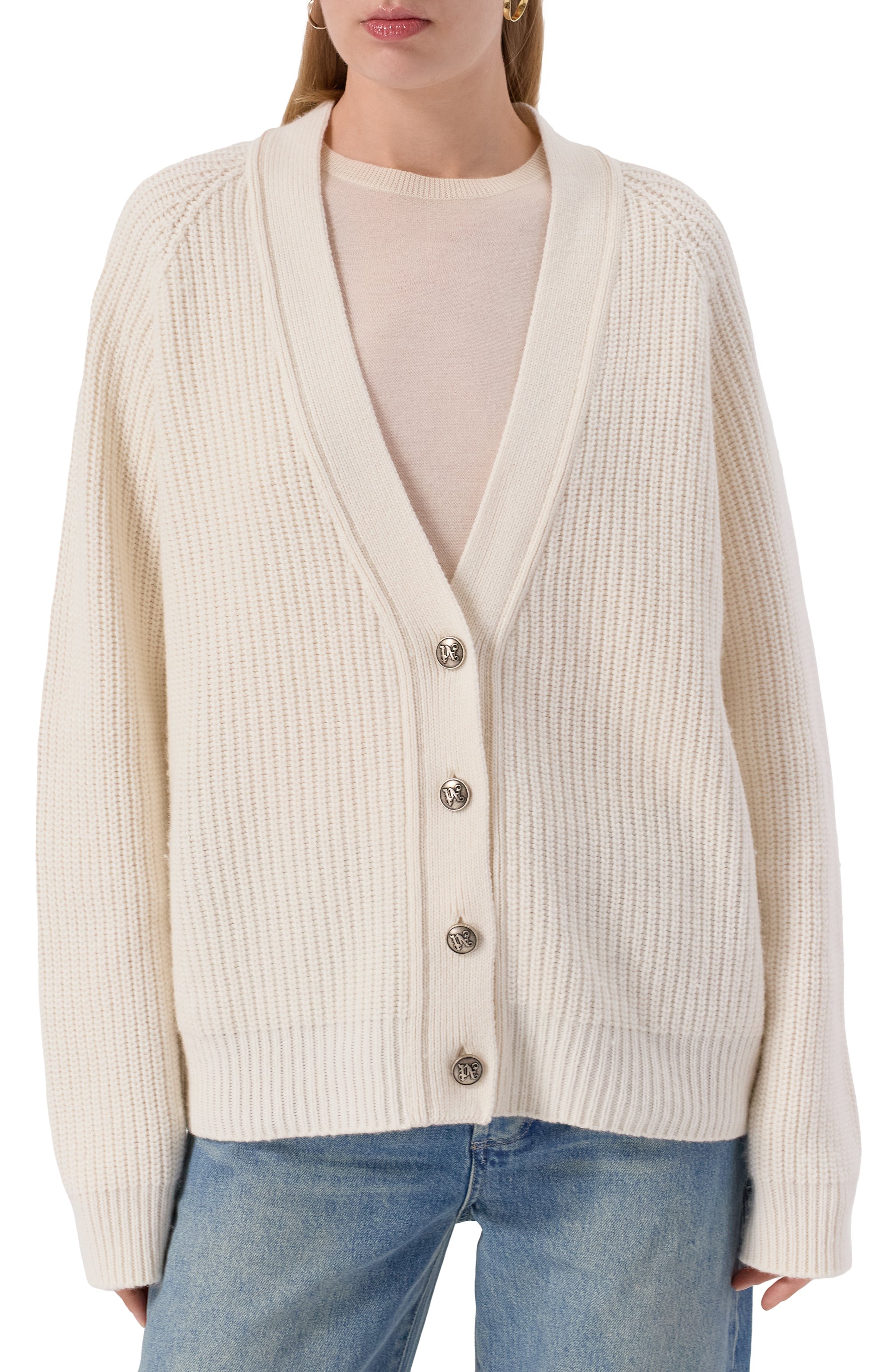 Кардиган из шерсти и вискозы PALM ANGELS, арт. PWHB045F25KNI001, фото 3