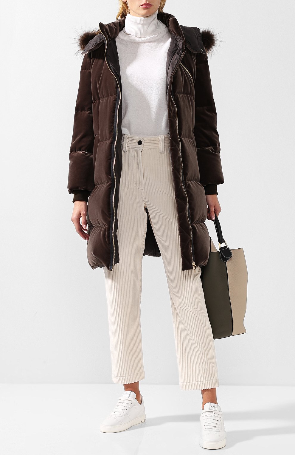 Хлопковый пуховик с меховой отделкой капюшона BRUNELLO CUCINELLI, арт. MA5939302, фото 2