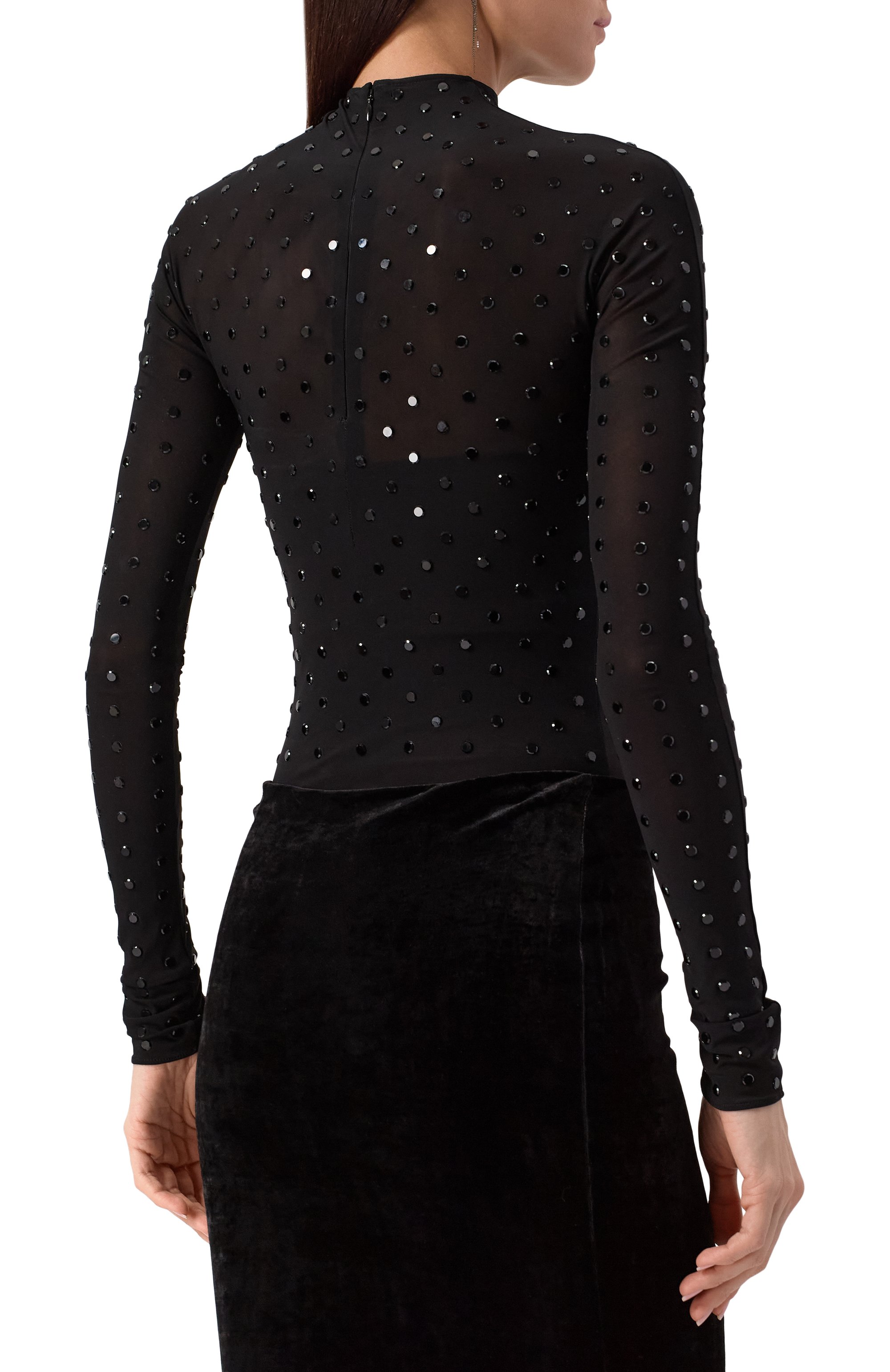 Боди из вискозы с отделкой стразами ALAIA, арт. AA9B0212X063A, фото 4